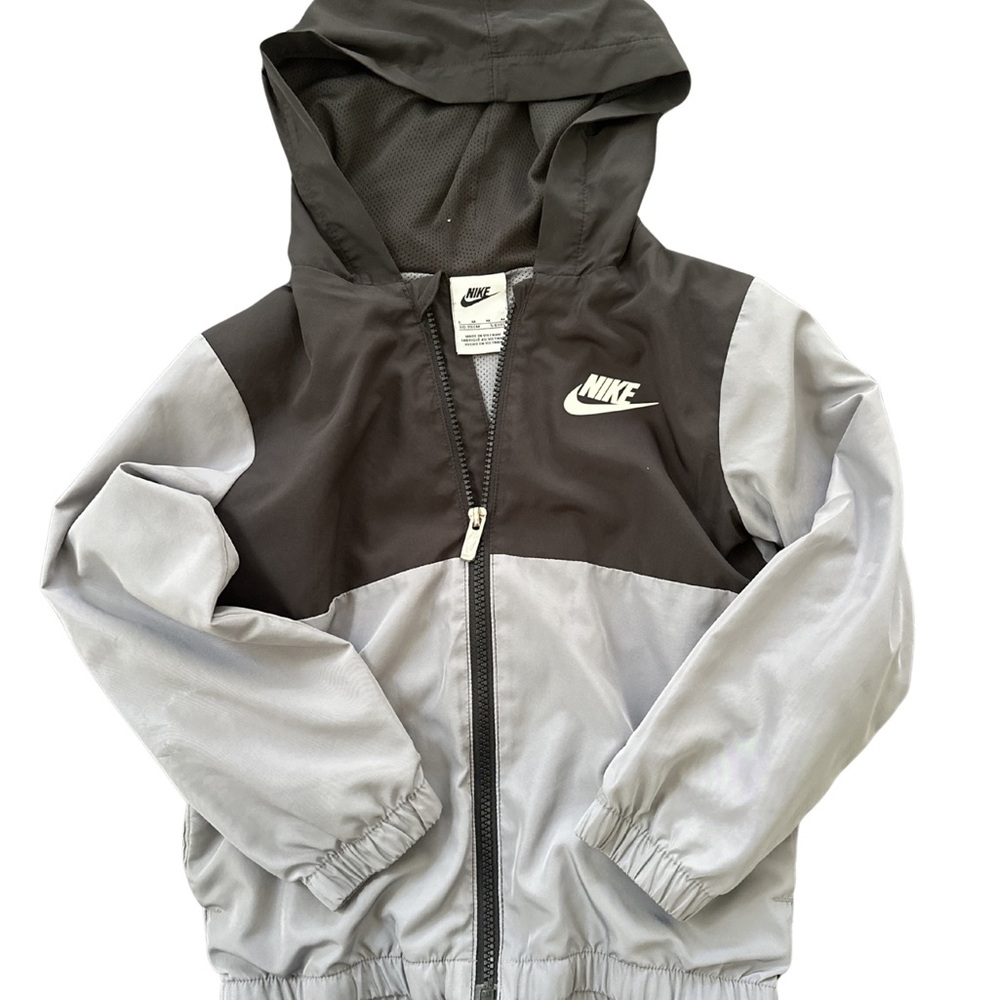 Nike Black Hooded Windbreaker with White Logo